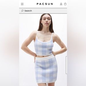 PacSun LA Hearts Fuzzy Mini Skirt and Top